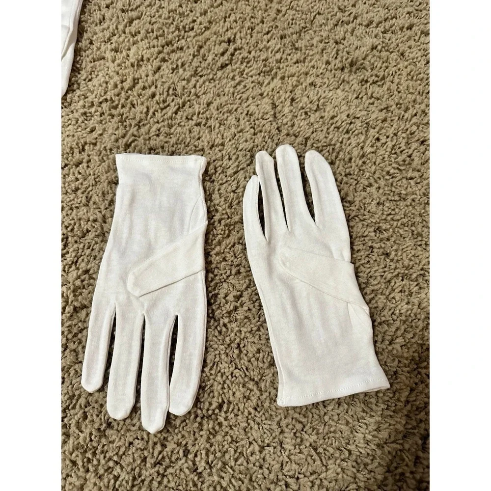 White Cotton Inspection Work Gloves | Coin Silver Art Handling Cosplay Costume |